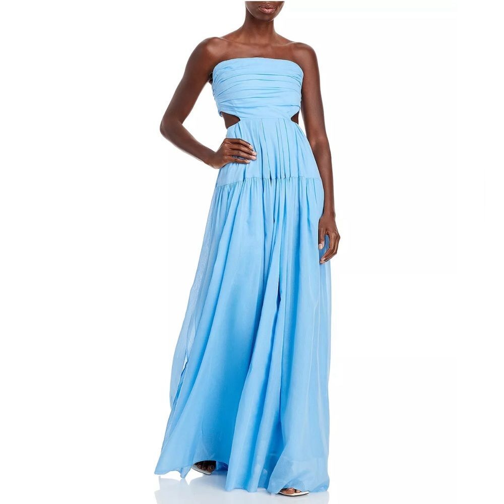 Rebecca Taylor Wrap Back Maxi Dress in Azul Blue, NWT, Size 16 - Picture 4 of 14